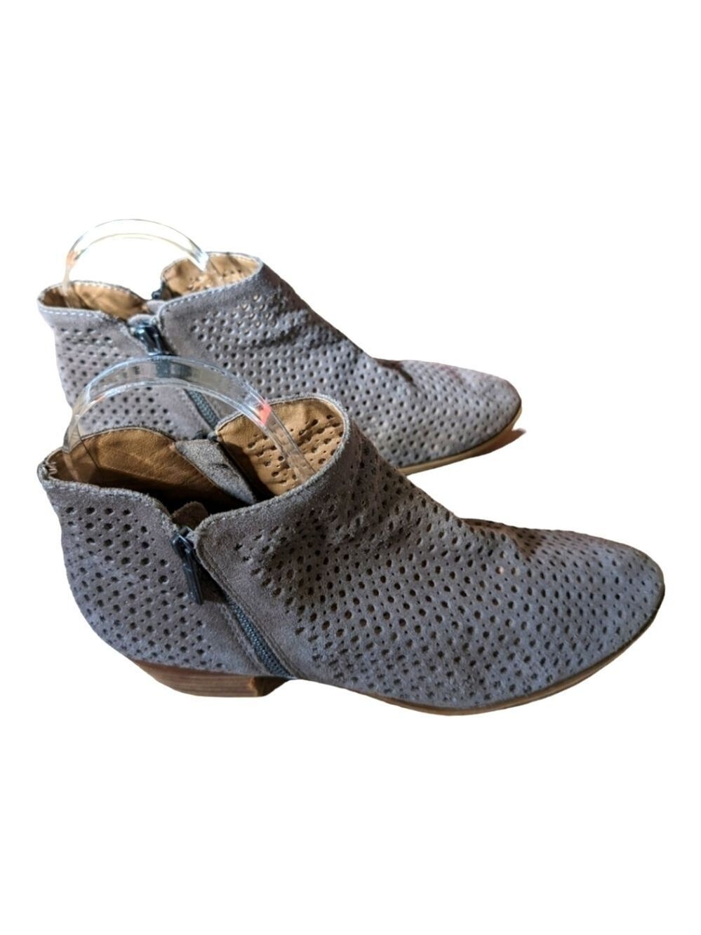 Lucky Brand Basels Dark Stone Perforated Leather Ankle Bootie Size 9.5M